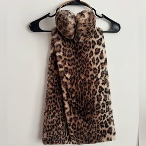 Banana Republic Faux Fur Leopard Scarf w/ Ear Muffs | Cozy Winter Gift Wrap